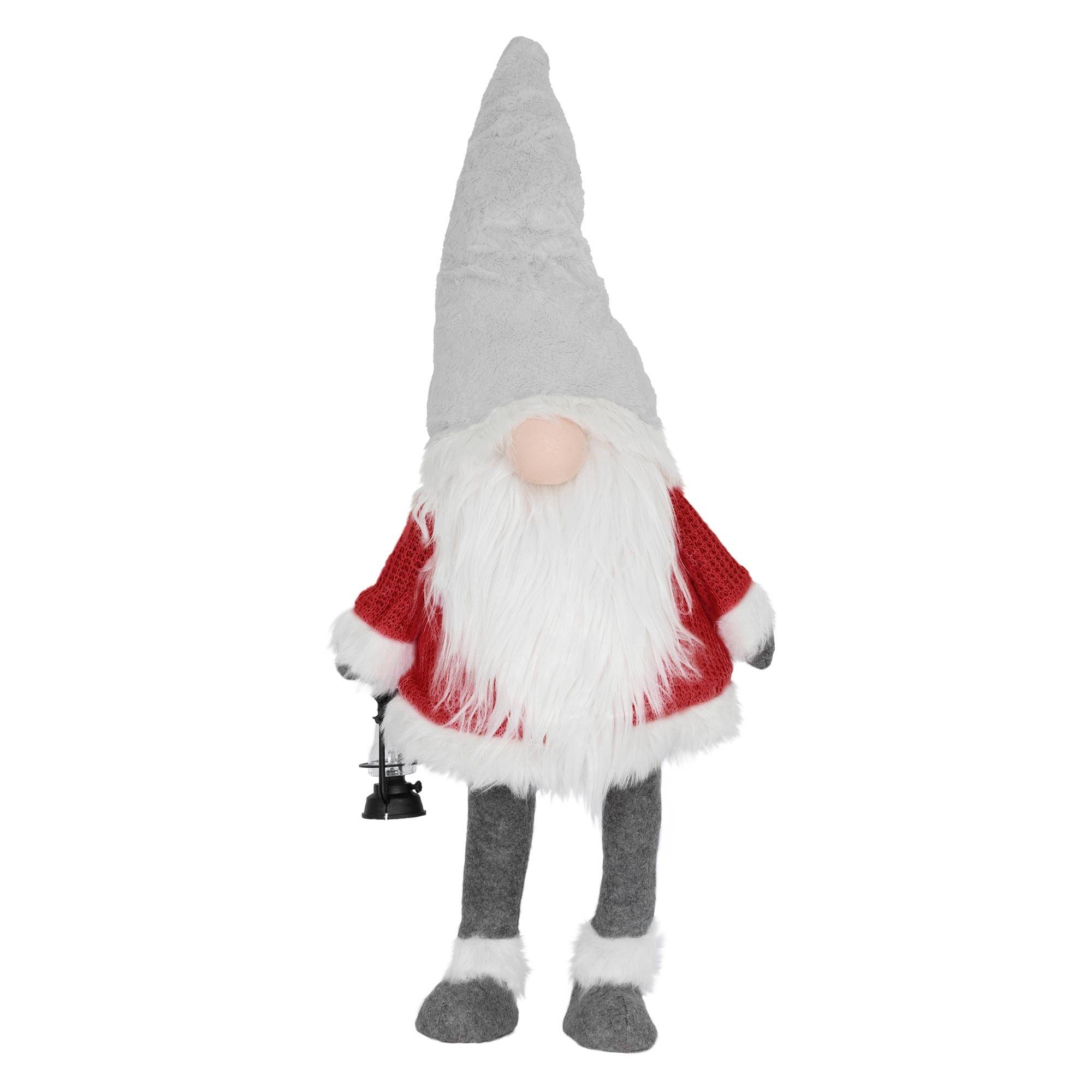 Ecd-Germany - Gnome de Noël ornement poupée lanterne LED à piles figurine d'elfe rouge 80 cm - Imagen 1