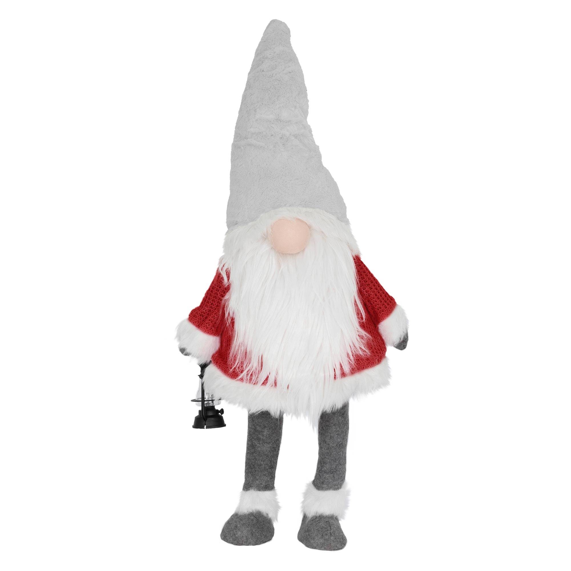 Ecd-Germany - Gnome de Noël ornement poupée lanterne LED à piles figurine d'elfe rouge 80 cm - Imagen 2