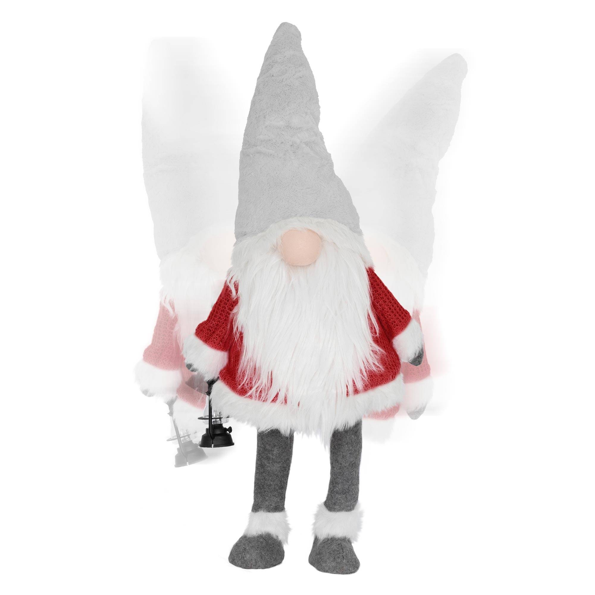 Ecd-Germany - Gnome de Noël ornement poupée lanterne LED à piles figurine d'elfe rouge 80 cm - Imagen 6