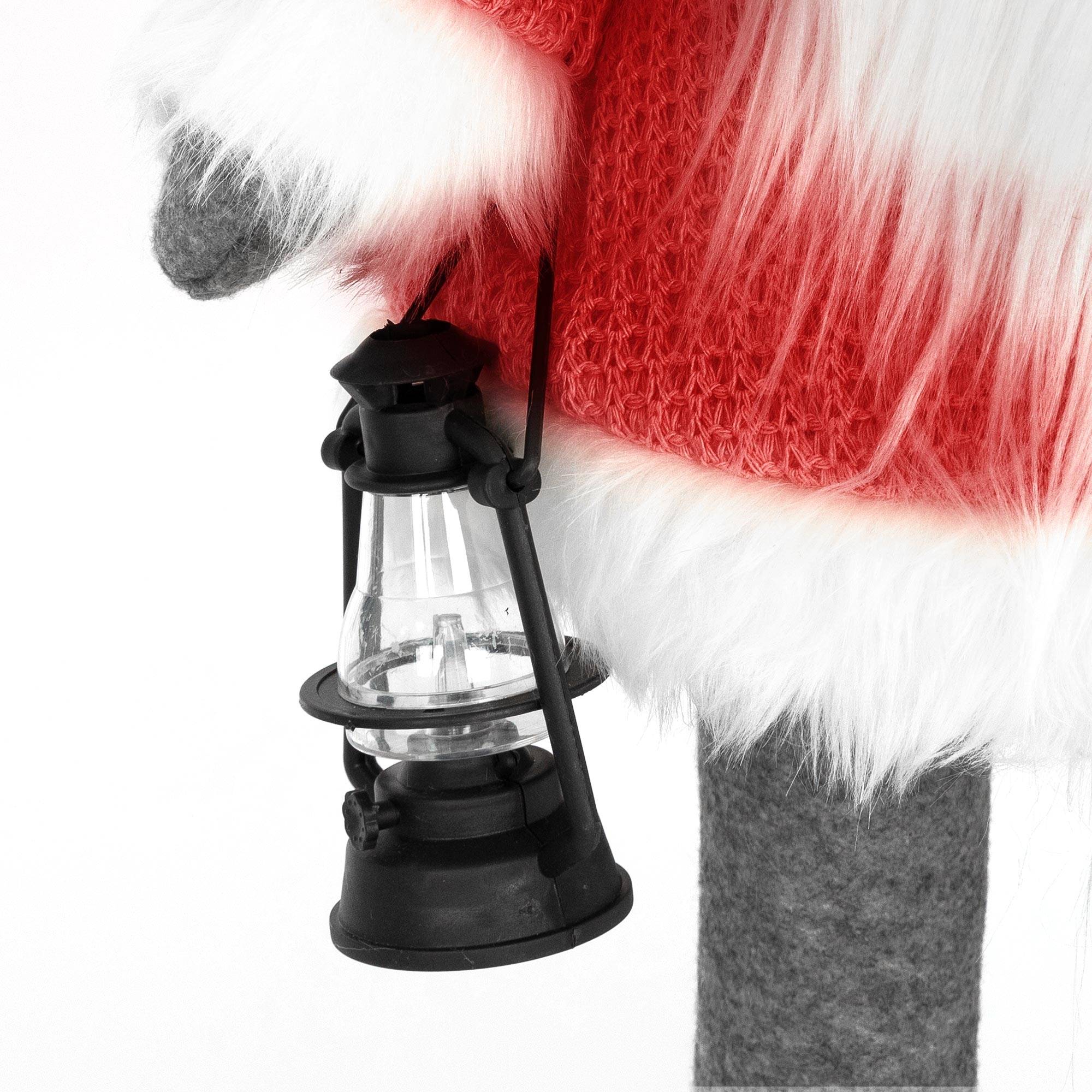 Ecd-Germany - Gnome de Noël ornement poupée lanterne LED à piles figurine d'elfe rouge 80 cm - Imagen 4