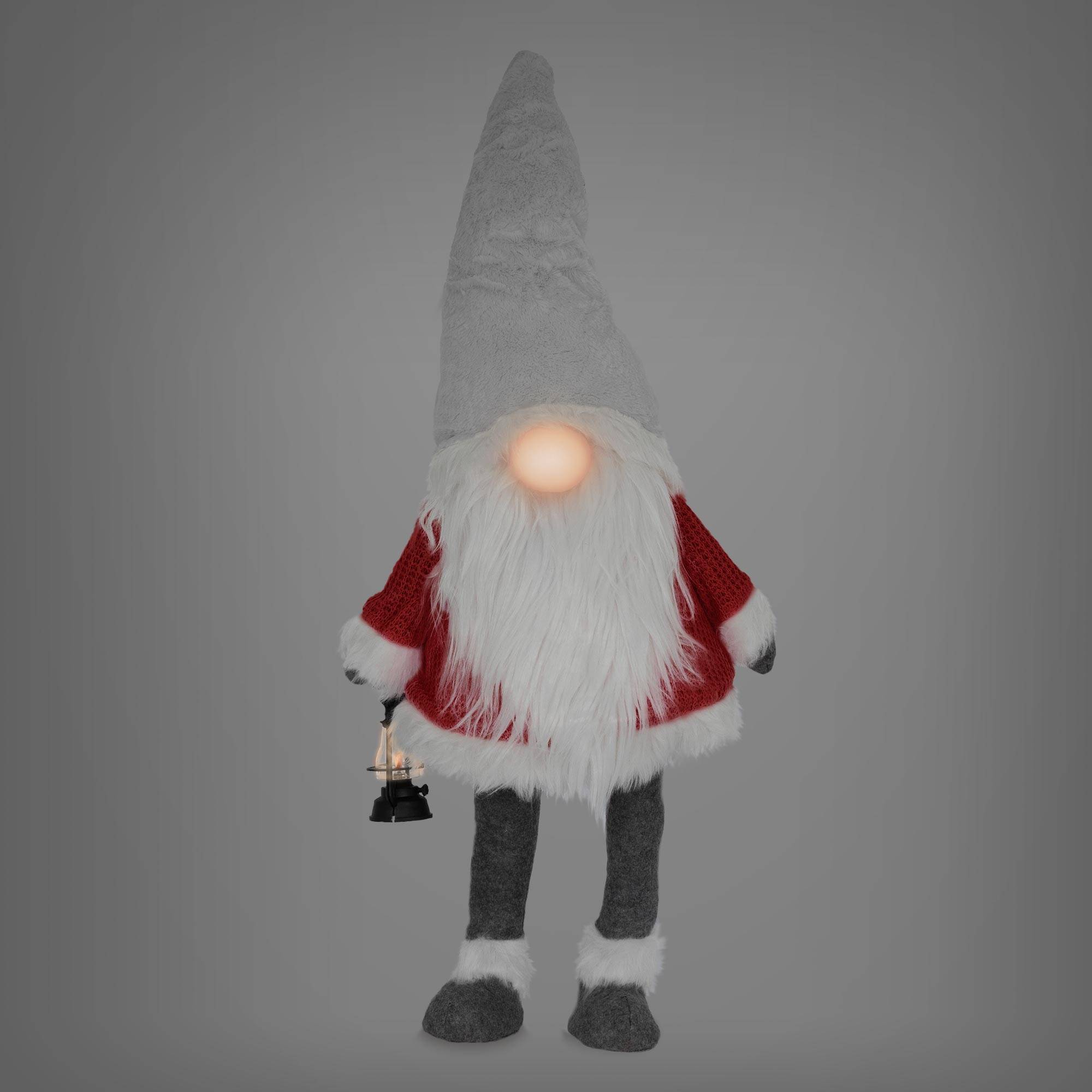 Ecd-Germany - Gnome de Noël ornement poupée lanterne LED à piles figurine d'elfe rouge 80 cm - Imagen 5