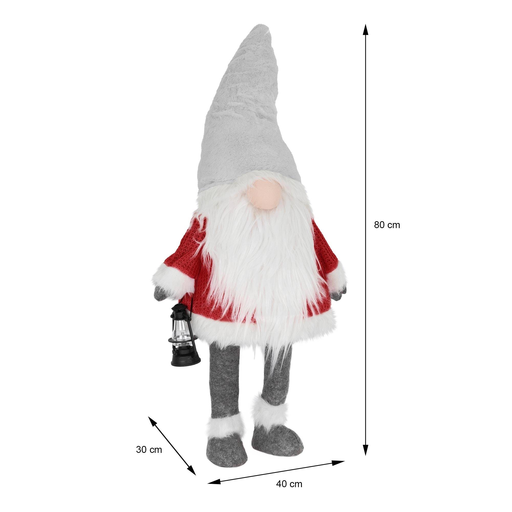 Ecd-Germany - Gnome de Noël ornement poupée lanterne LED à piles figurine d'elfe rouge 80 cm - Imagen 7