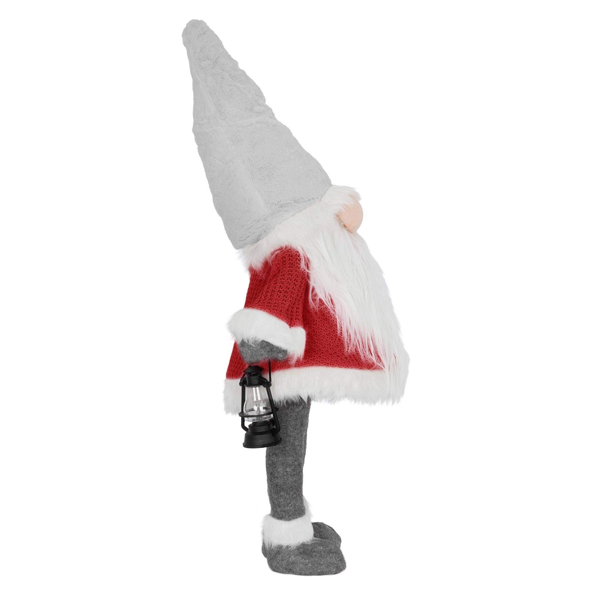 Ecd-Germany - Gnome de Noël ornement poupée lanterne LED à piles figurine d'elfe rouge 80 cm - Imagen 3