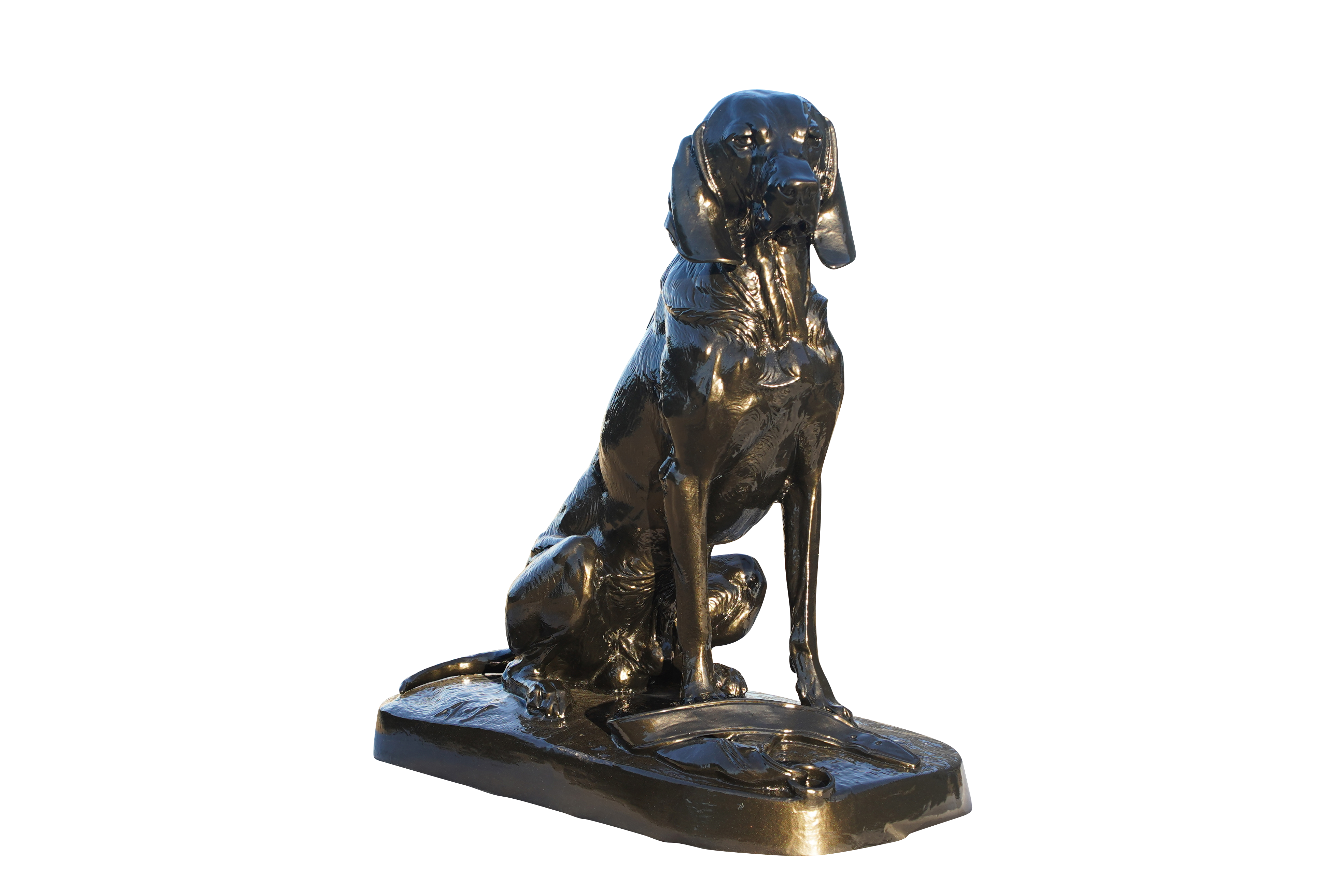 Statue en fonte, chien au collier Dommartin vieux bronze - Imagen 1