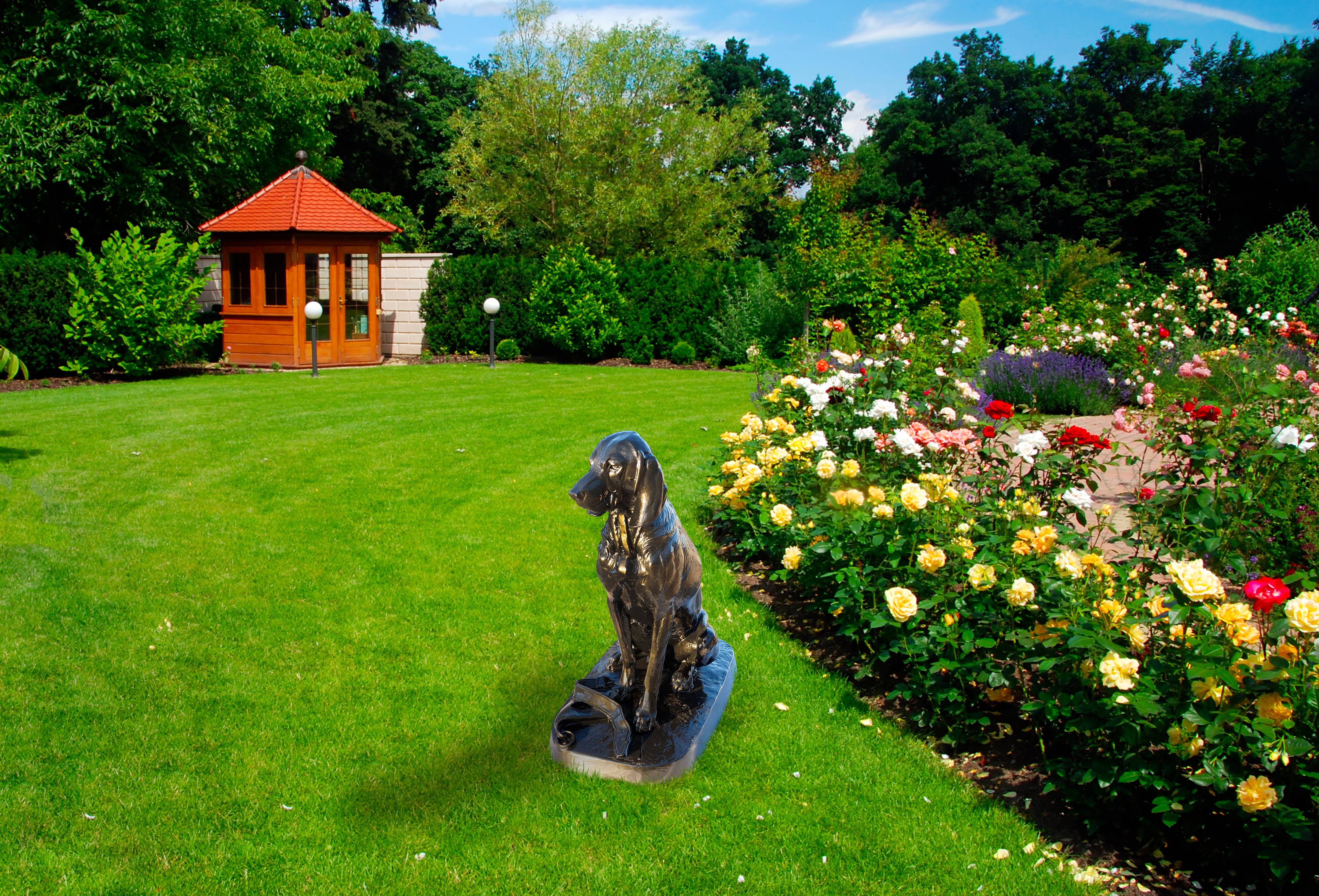 Statue en fonte, chien au collier Dommartin vieux bronze - Imagen 4