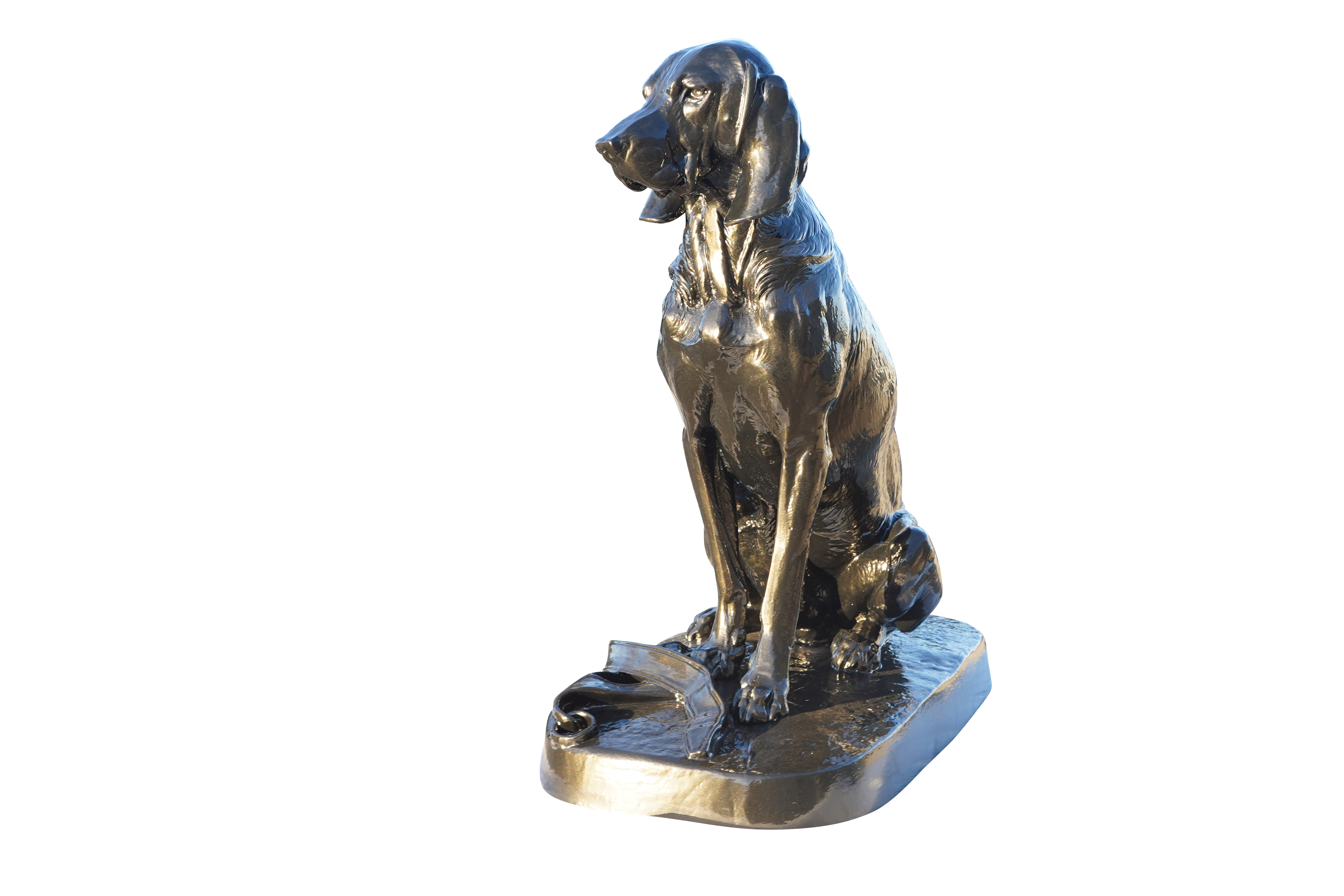 Statue en fonte, chien au collier Dommartin vieux bronze - Imagen 2