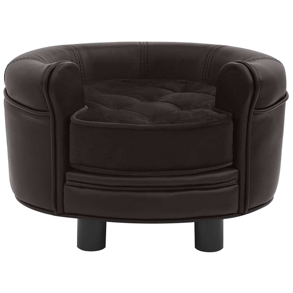 Vidaxl - Canapé pour chien Marron 48x48x32 cm Peluche et similicuir vidaXL 170958 - Imagen 2