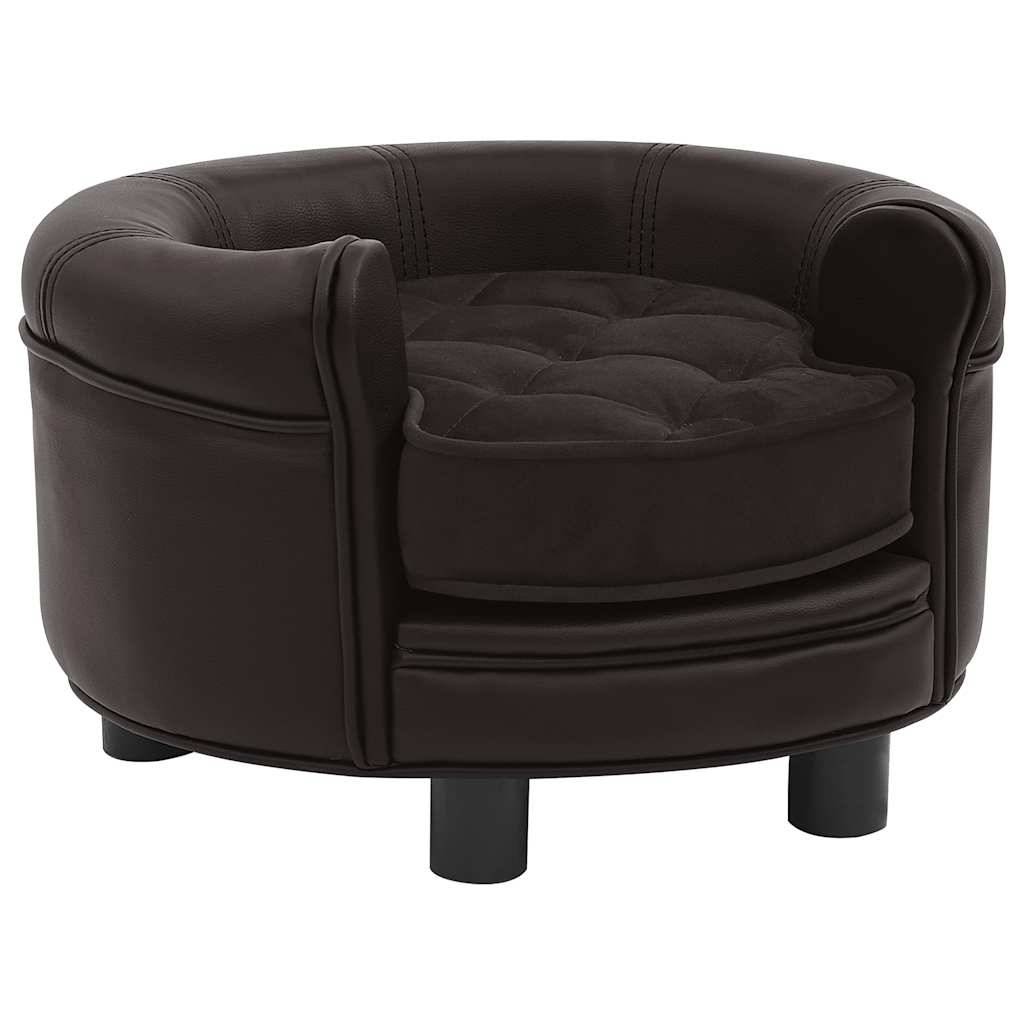Vidaxl - Canapé pour chien Marron 48x48x32 cm Peluche et similicuir vidaXL 170958 - Imagen 1