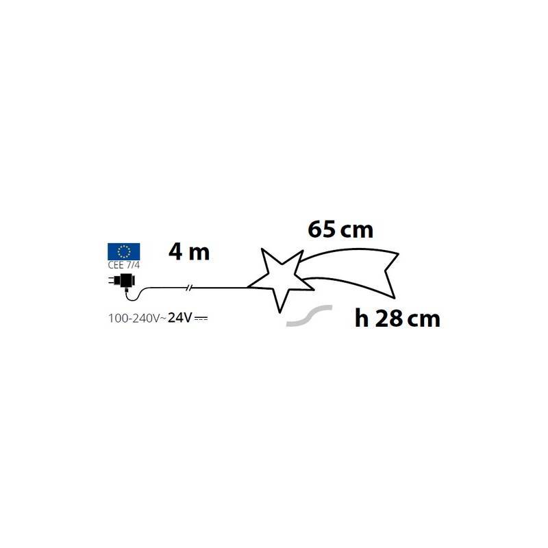 Lotti - Etoile filante lumineuse 65CM 192 LED blanc chaud flash scintillant tube néon 24V IP44 extérieur Lotti - Imagen 3