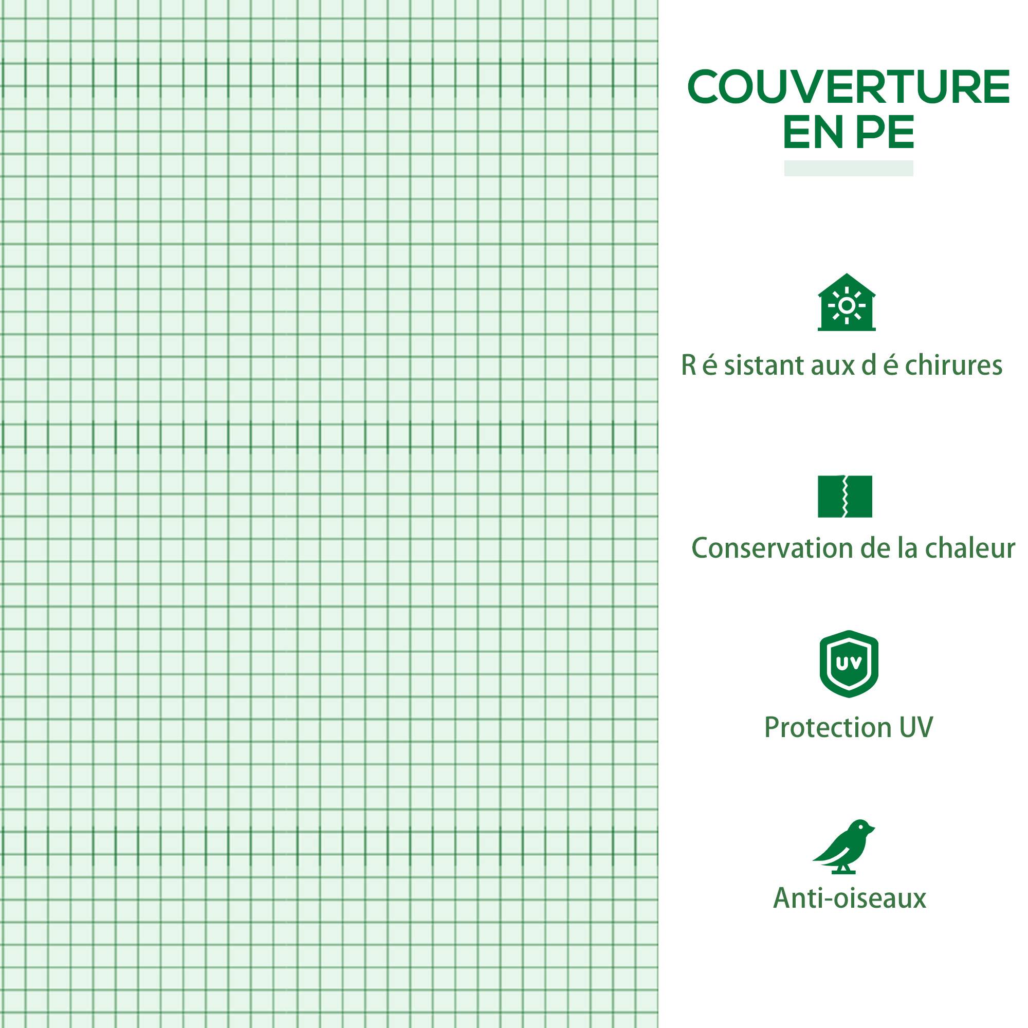 Outsunny - Mini serre de jardin 120x60x60cm 2 fenêtres zippées/enroulables couverture plastique cadre acier vert foncé - Outsunny - Image 7