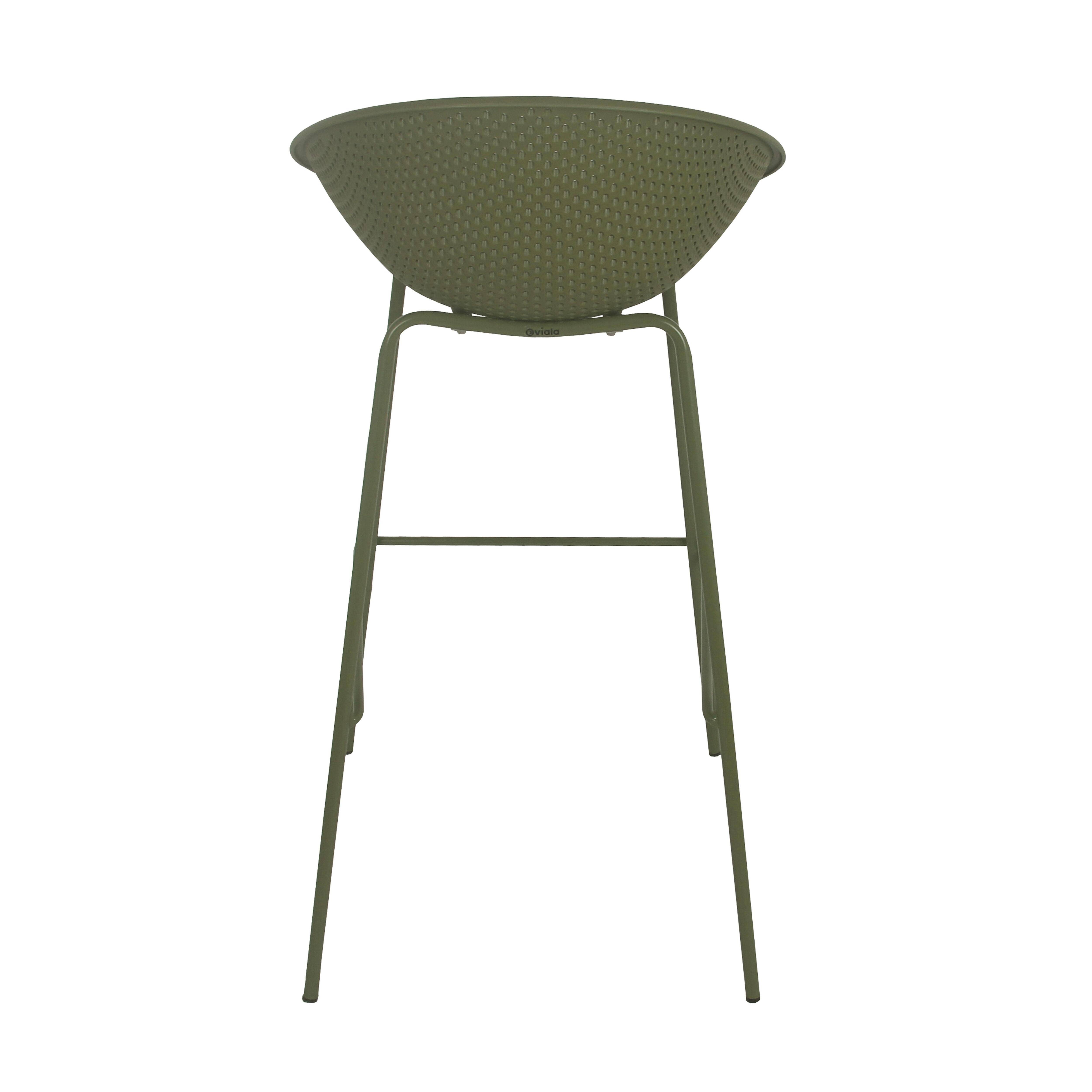 Oviala - Lot de 4 chaises hautes de terrasse en plastique vert olive Buda - Oviala - Imagen 6