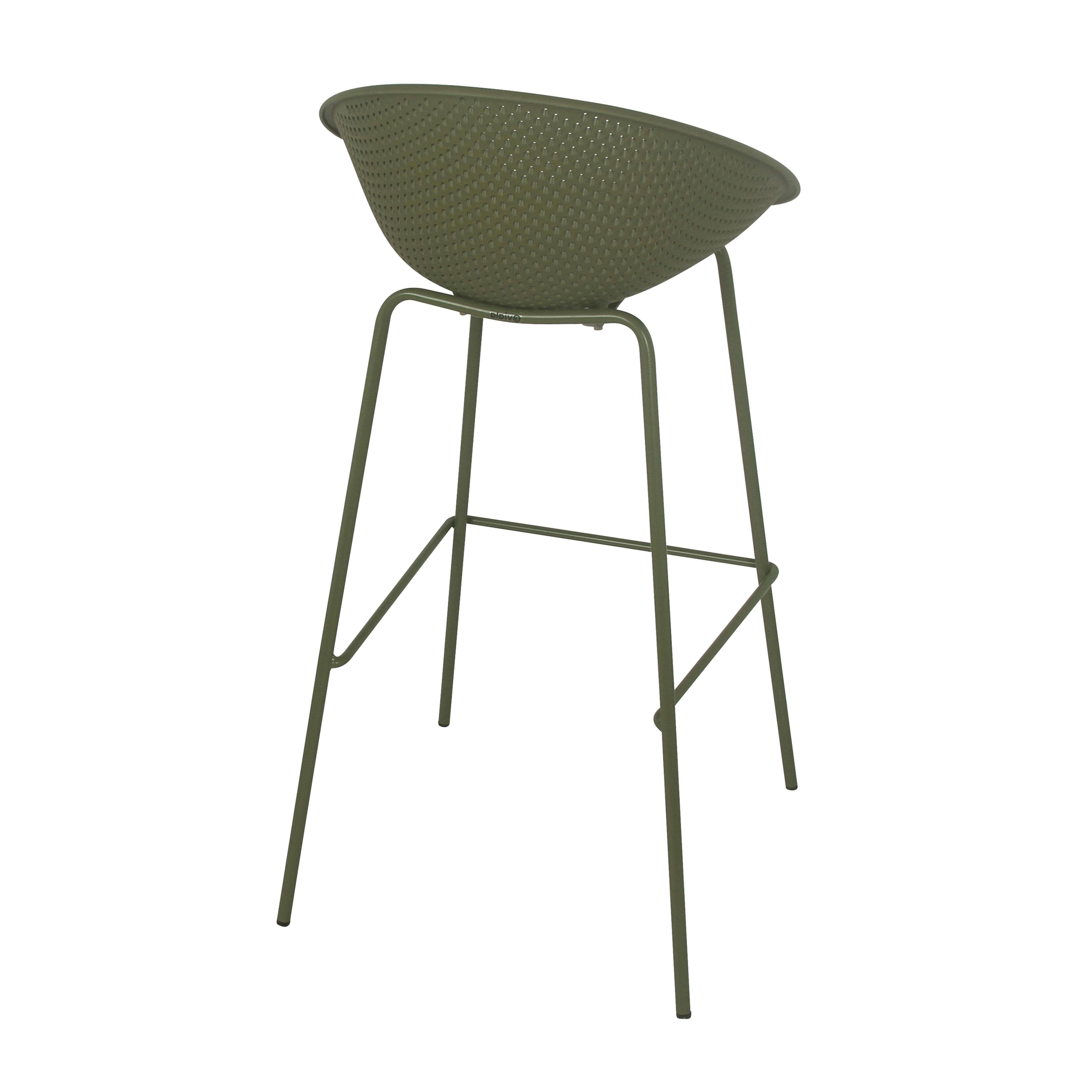 Oviala - Lot de 4 chaises hautes de terrasse en plastique vert olive Buda - Oviala - Imagen 5