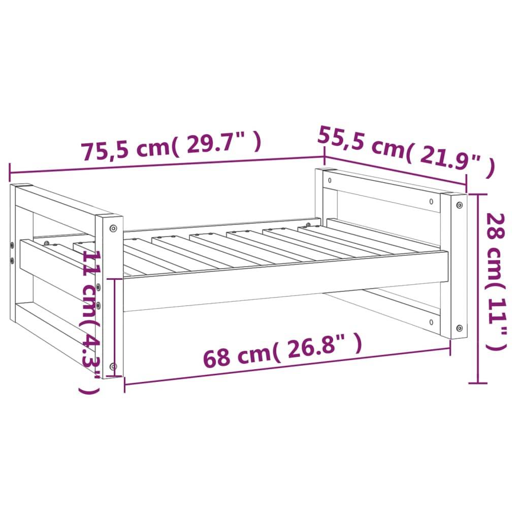 Vidaxl - Lit pour chien Marron miel 75,5x55,5x28 cm Bois de pin solide vidaXL 821480 - Imagen 3