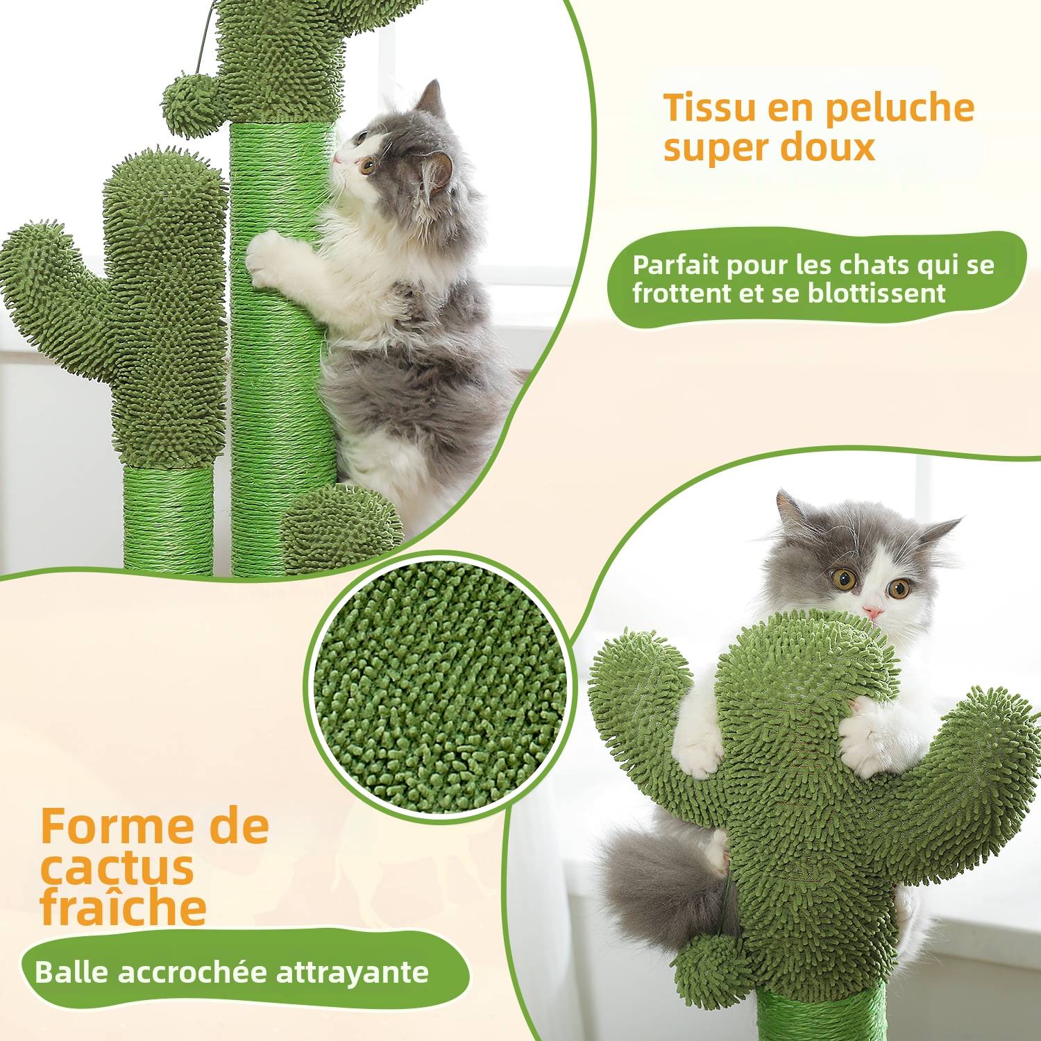 Arbre à Chat Cactus Lot de 3 Vert (XL) PAWZ Road - Image 4