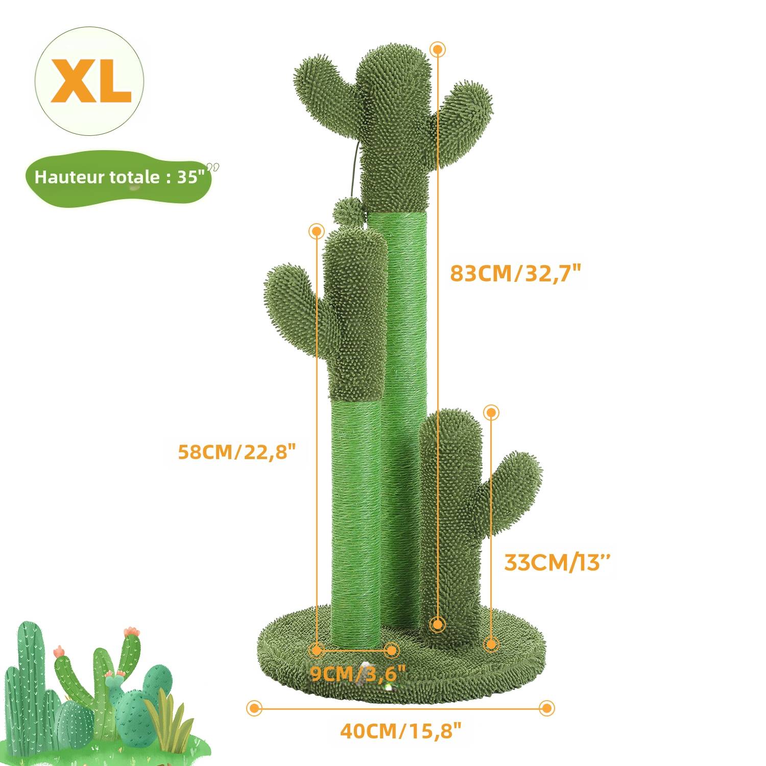 Arbre à Chat Cactus Lot de 3 Vert (XL) PAWZ Road - Image 2