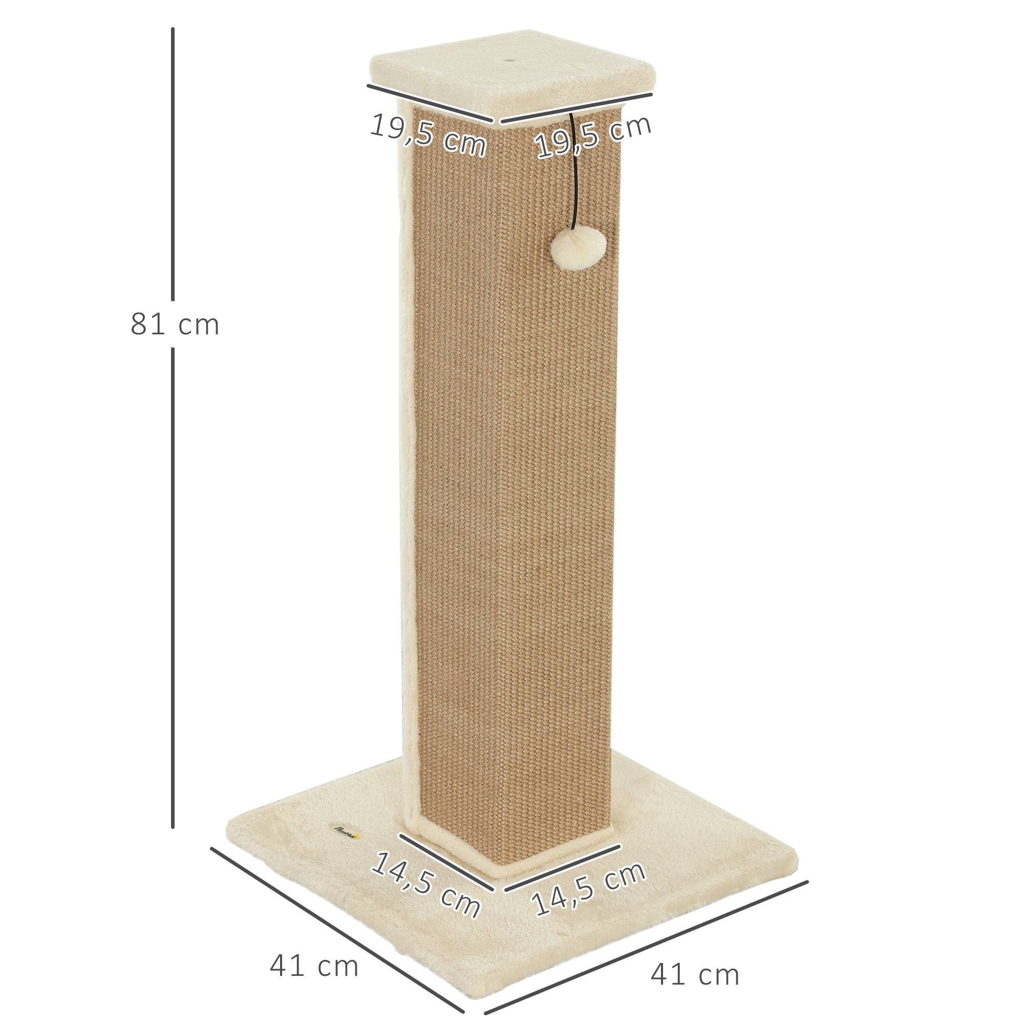 Poteau Griffoir Haut pour Chat 81 cm en Jute avec Balle de Jeu et Base Stable Beige - ComfortXL Outdoor Living - Image 5