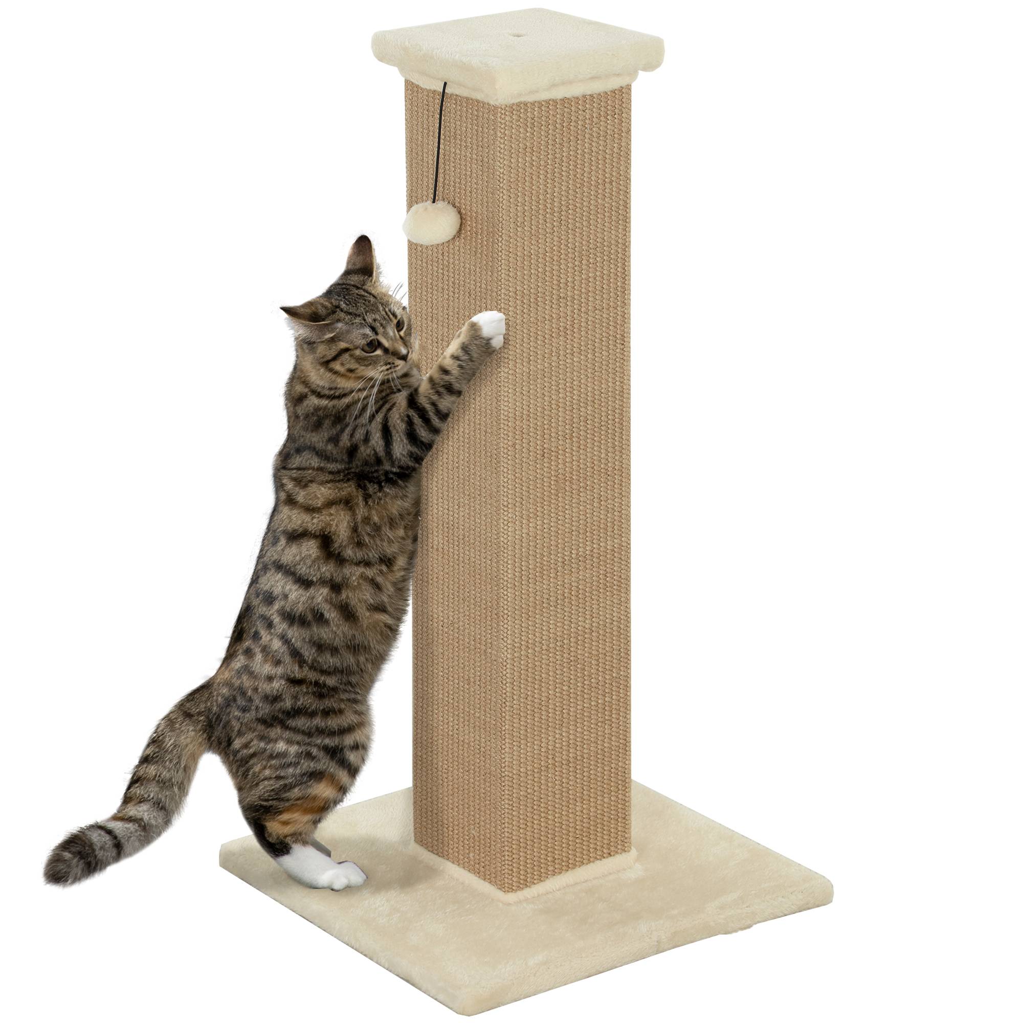 Poteau Griffoir Haut pour Chat 81 cm en Jute avec Balle de Jeu et Base Stable Beige - ComfortXL Outdoor Living - Image 1