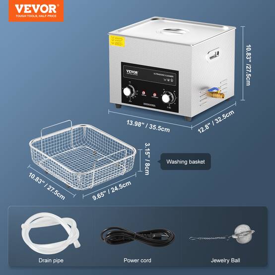 Vevor - VEVOR Nettoyeur ultrasons numérique 15L, minuterie, chauffage, panier. Professionnel 360W. Pour bijoux, lunettes. - Image 7