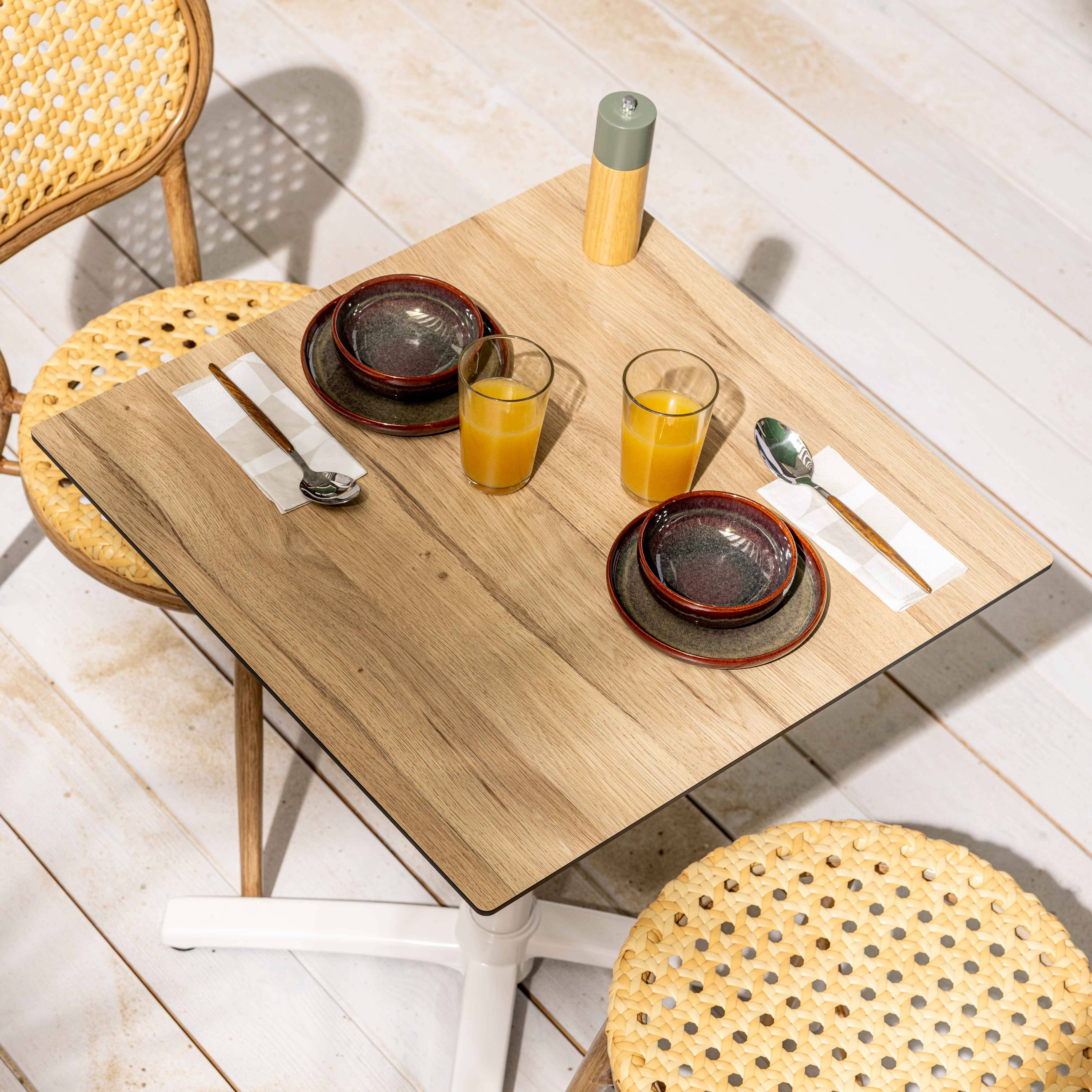 Oviala - Table de terrasse 60 x 60 cm inclinable stratifié chêne foncé Opéra - Oviala - Image 3