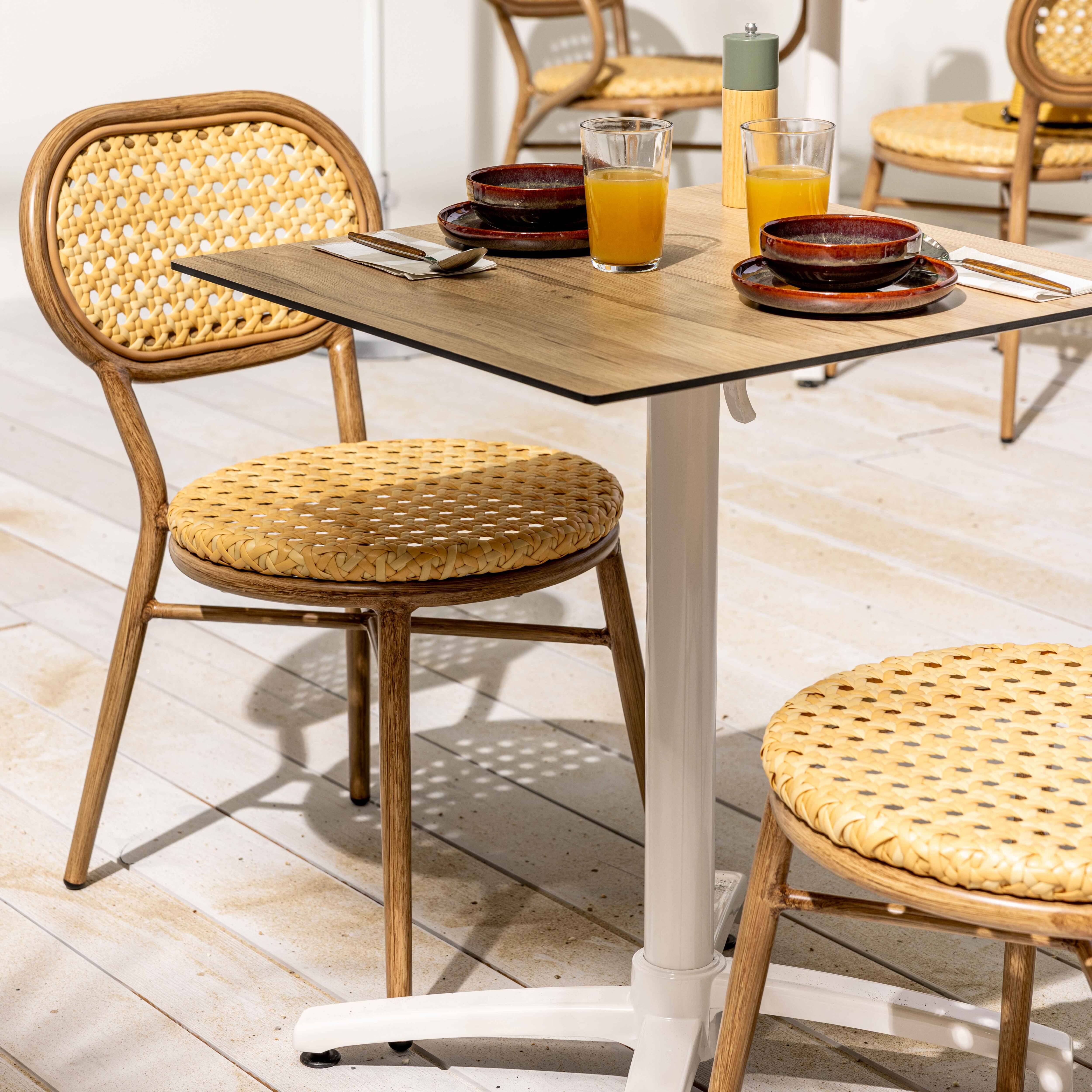 Oviala - Table de terrasse 60 x 60 cm inclinable stratifié chêne foncé Opéra - Oviala - Image 4
