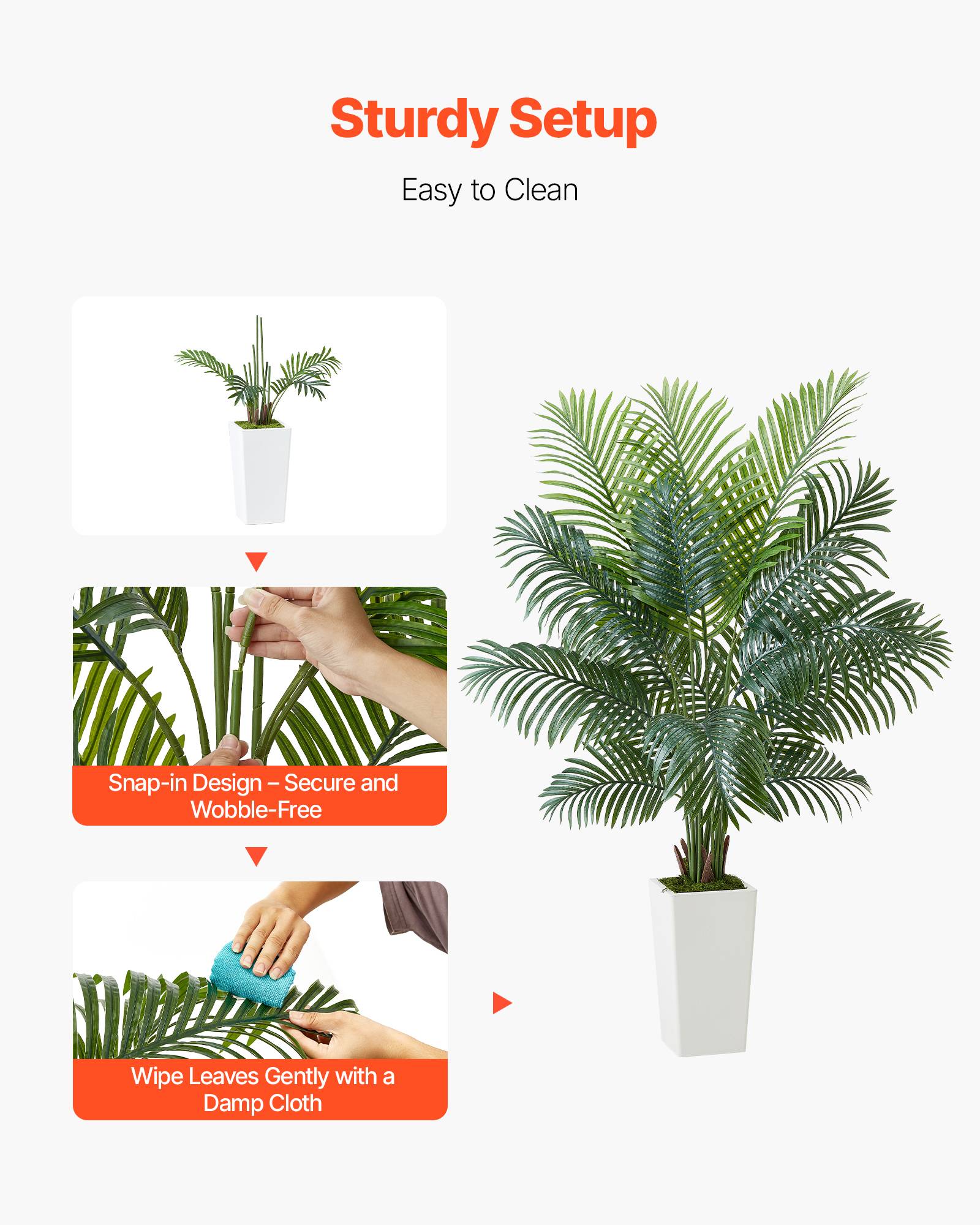 VEVOR Palmier Artificiel Areca Plante Artificielle Tropicale en Pot Blanc 1,8 m - Image 4