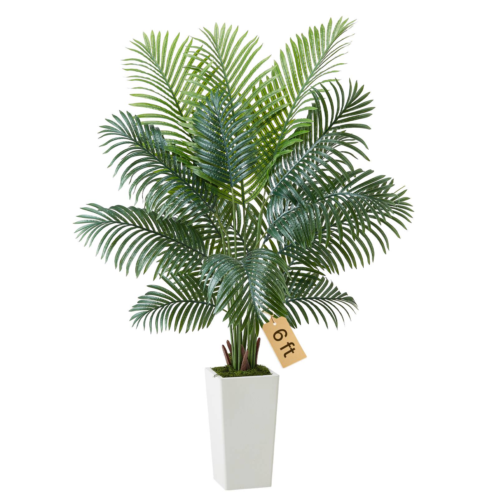 VEVOR Palmier Artificiel Areca Plante Artificielle Tropicale en Pot Blanc 1,8 m - Image 1