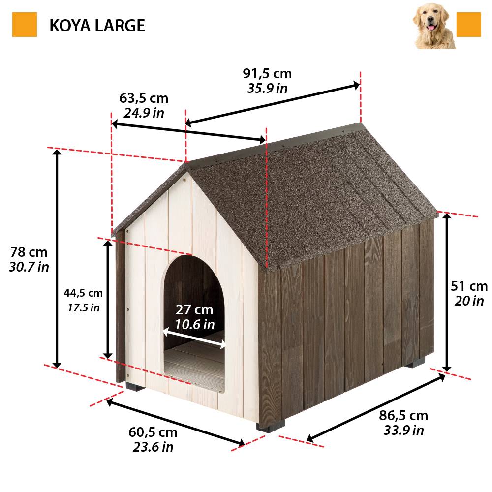 Ferplast - Niche d'extérieur, KOYA LARGE Maison pour Chiens en Bois FSC avec Peinture non Toxique, Trous d'aération, Pieds Isolants - Imagen 2