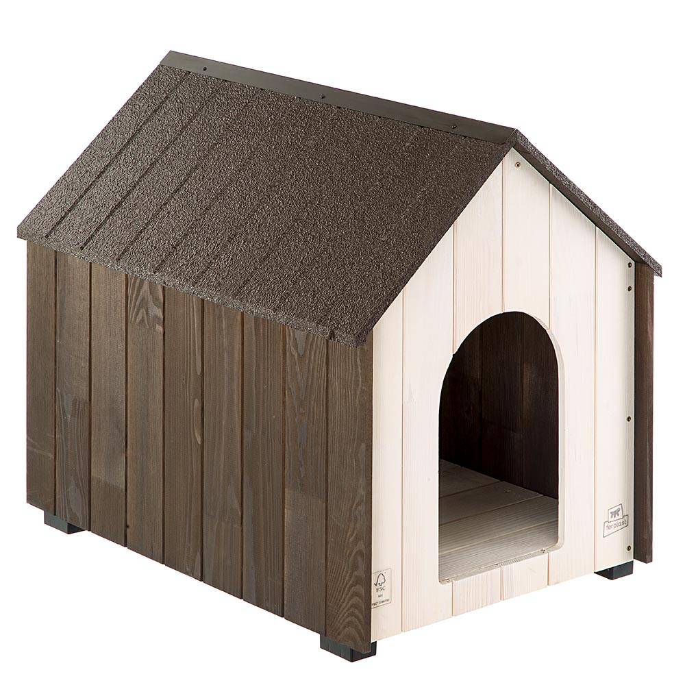 Ferplast - Niche d'extérieur, KOYA LARGE Maison pour Chiens en Bois FSC avec Peinture non Toxique, Trous d'aération, Pieds Isolants - Imagen 1