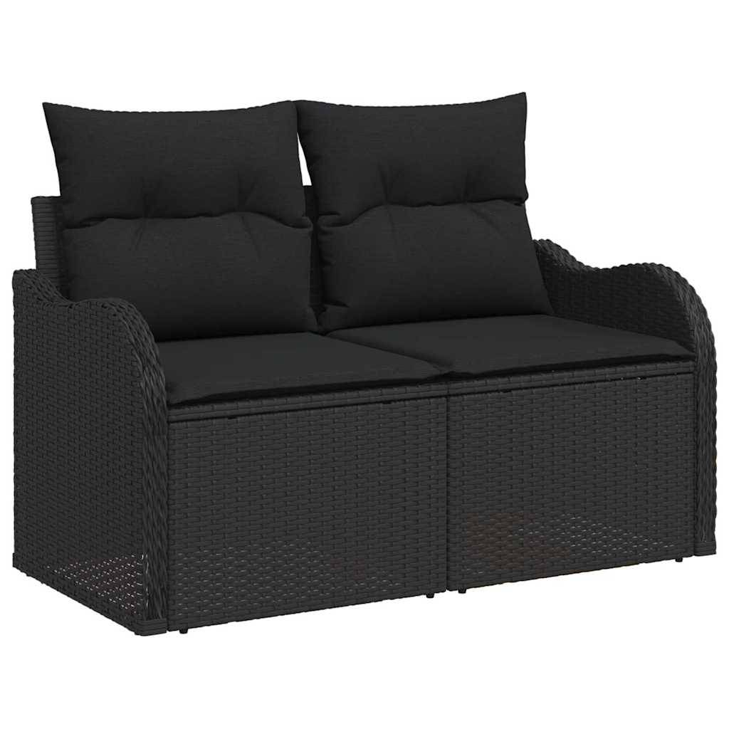 Canapé Extérieur 8 Pièces Polyrotin Noir – Pouf Coffre & Design Moderne Résistant – Noir – ComfortXL Outdoor Living - Image 4