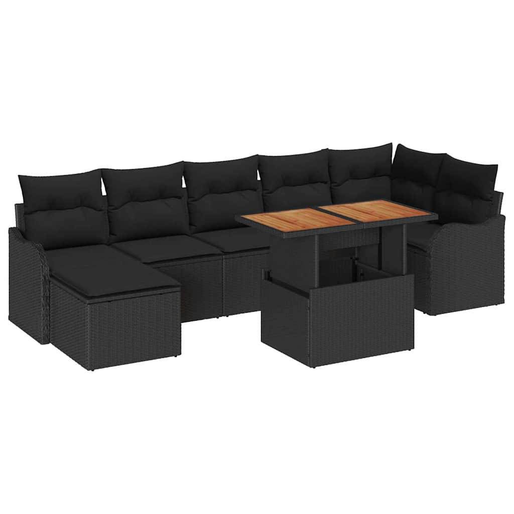 Canapé Extérieur 8 Pièces Polyrotin Noir – Pouf Coffre & Design Moderne Résistant – Noir – ComfortXL Outdoor Living - Image 2