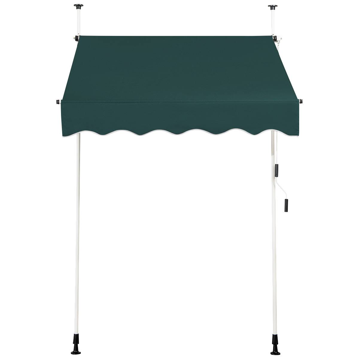 Costway - Store Banne Manuel Hauteur Réglable 200-300CM, Auvent Rétractable150x125CM sans Perçage en Métal et Tissu Oxford pour Fenêtre,Terrasse, Vert - Image 1
