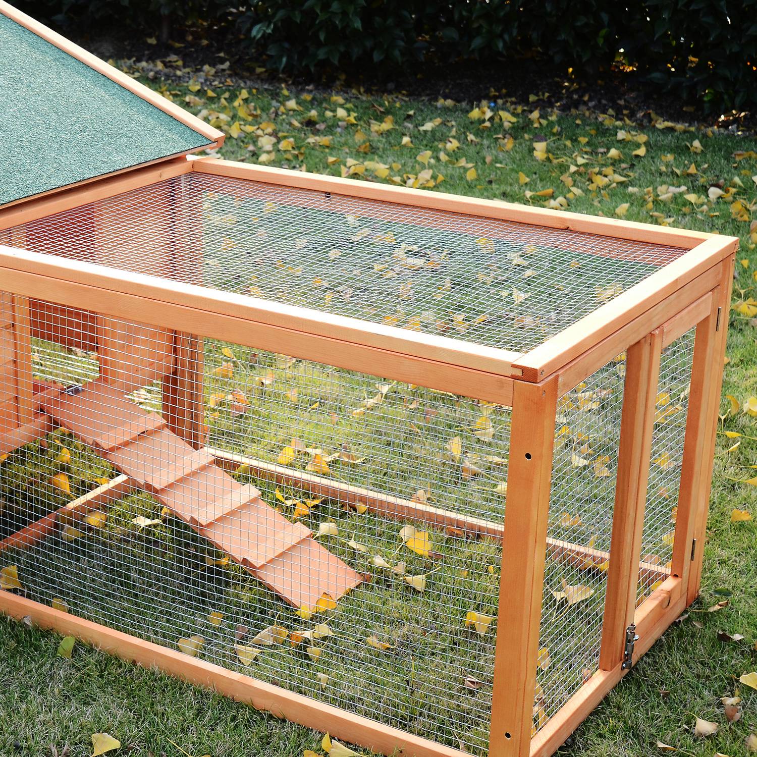 Cage petits animaux, 2 enclos, 2 rampes, 309 cm x 79 cm x 86 cm, naturel + vert - Image 10