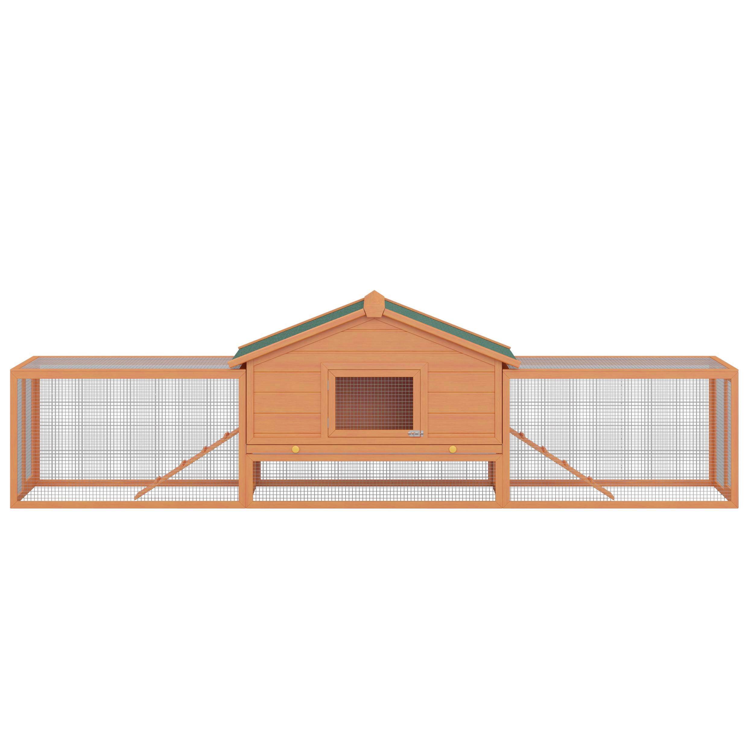 Cage petits animaux, 2 enclos, 2 rampes, 309 cm x 79 cm x 86 cm, naturel + vert - Image 2