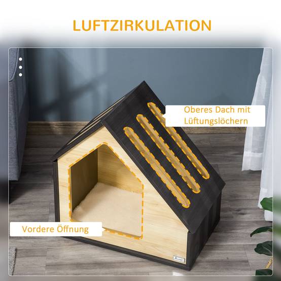 Maisonnette pour chien en MDF brun avec coussin 60 x 40 x 59.2 cm - PANGIVO - Image 5