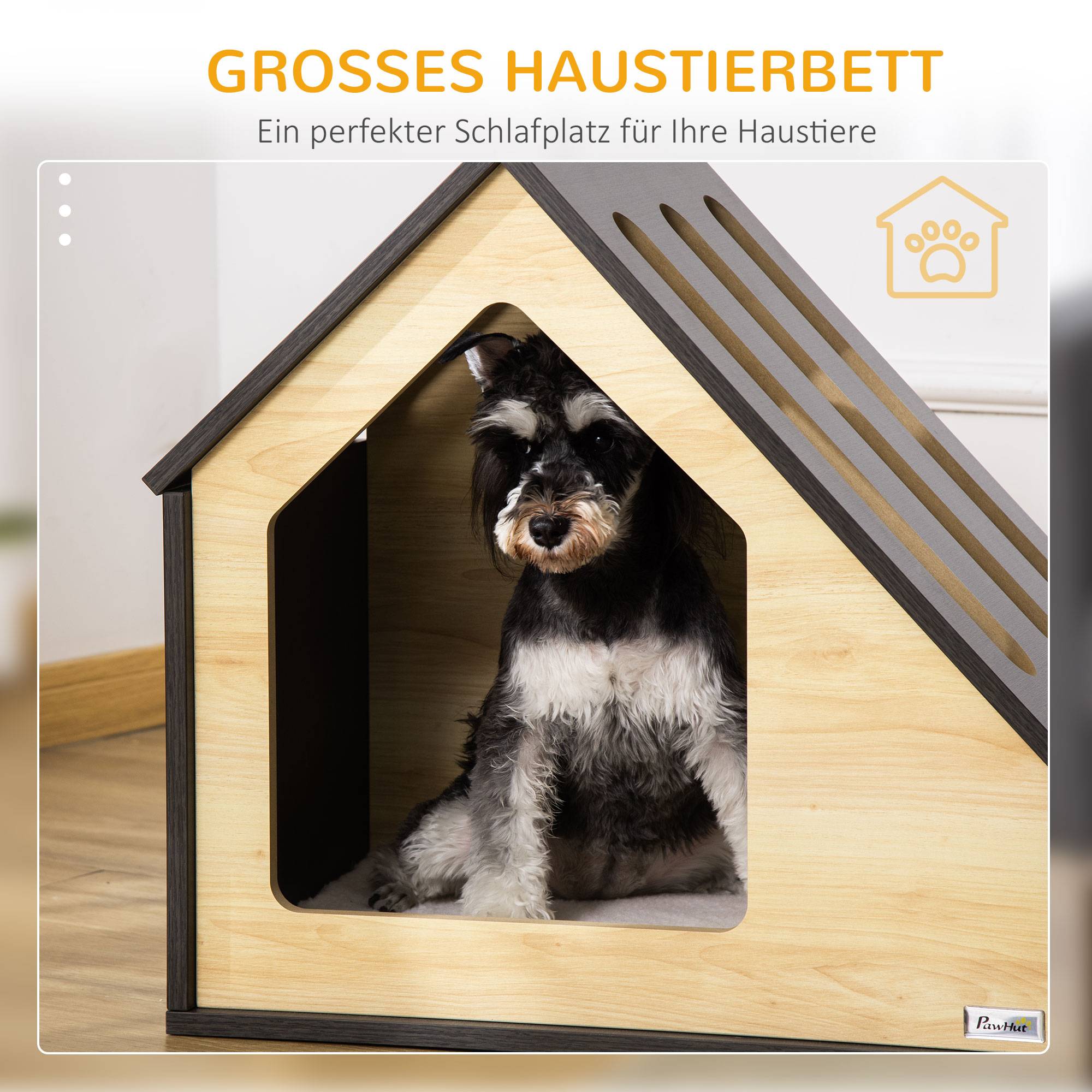 Maisonnette pour chien en MDF brun avec coussin 60 x 40 x 59.2 cm - PANGIVO - Image 6