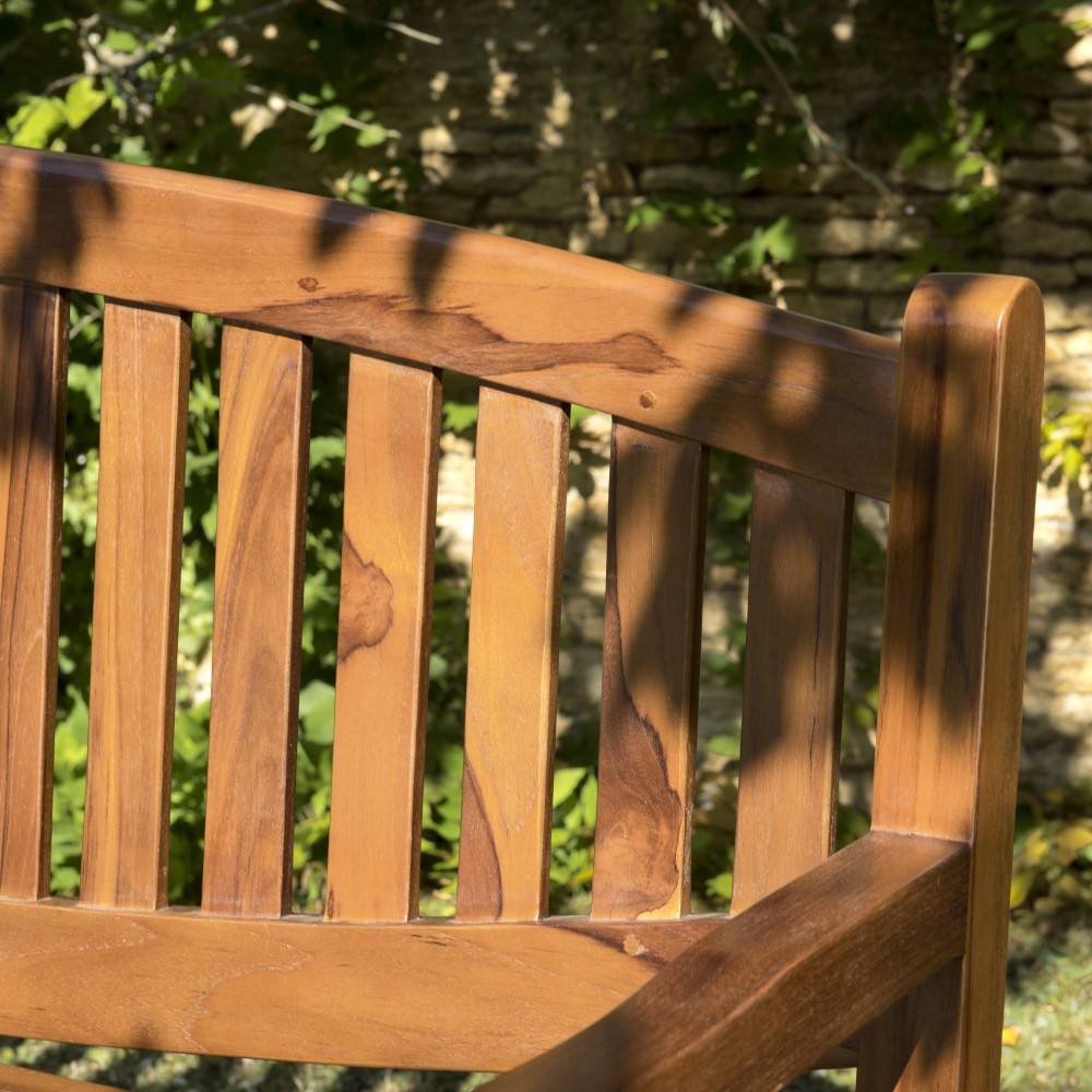 Macabane - MAEVA - Banc de jardin ovale en bois teck huilé - Imagen 4