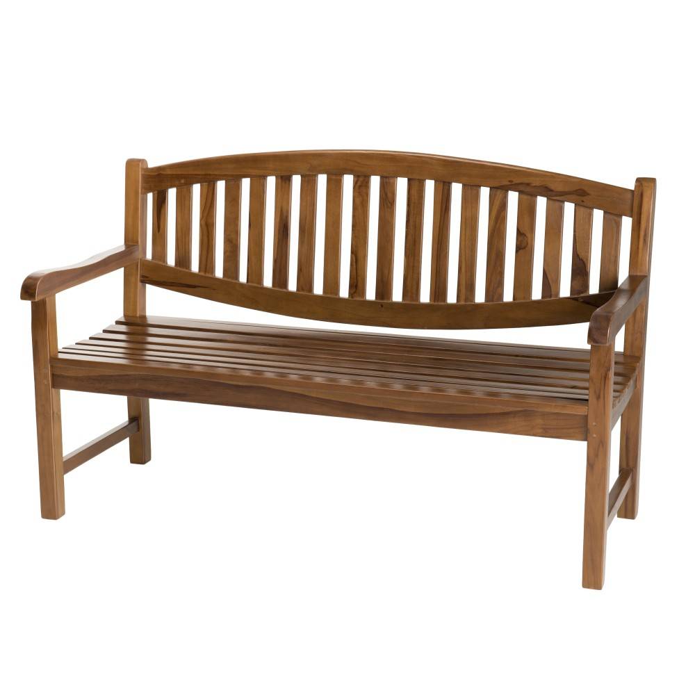 Macabane - MAEVA - Banc de jardin ovale en bois teck huilé - Imagen 1