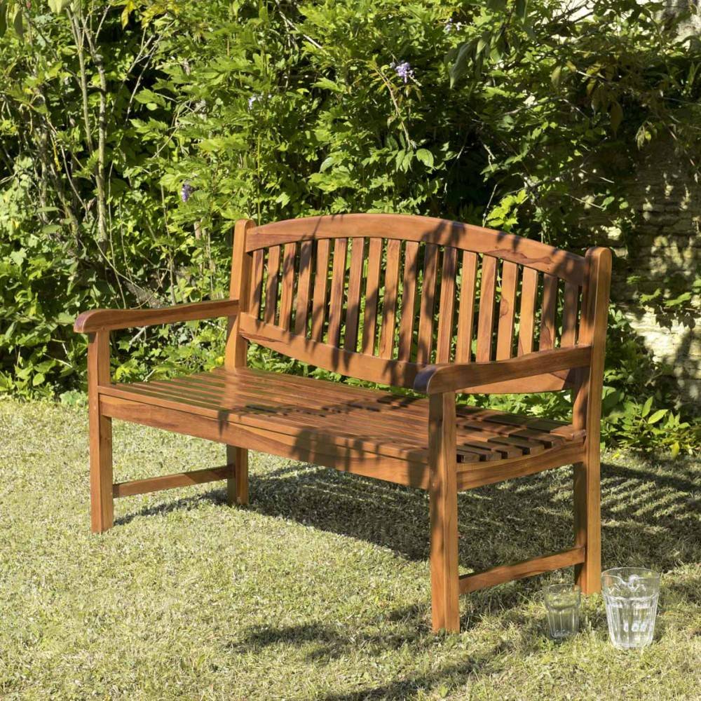 Macabane - MAEVA - Banc de jardin ovale en bois teck huilé - Imagen 2