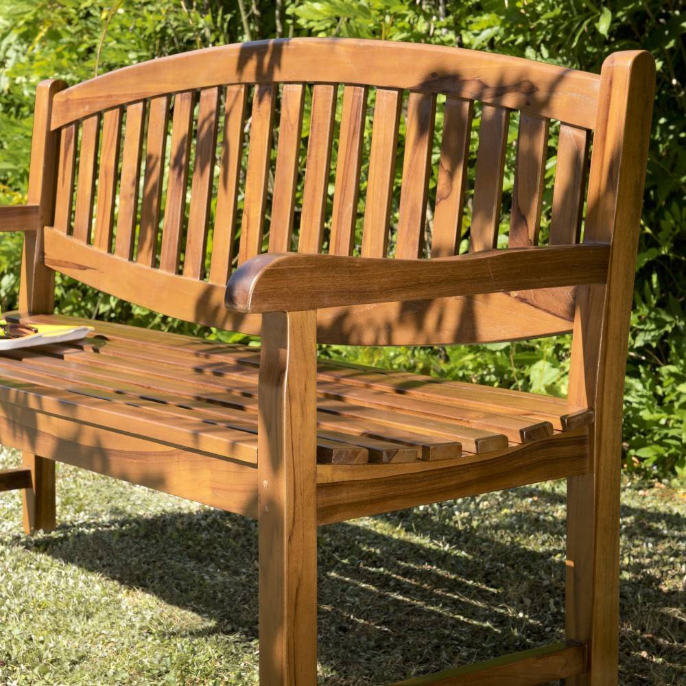 Macabane - MAEVA - Banc de jardin ovale en bois teck huilé - Imagen 3