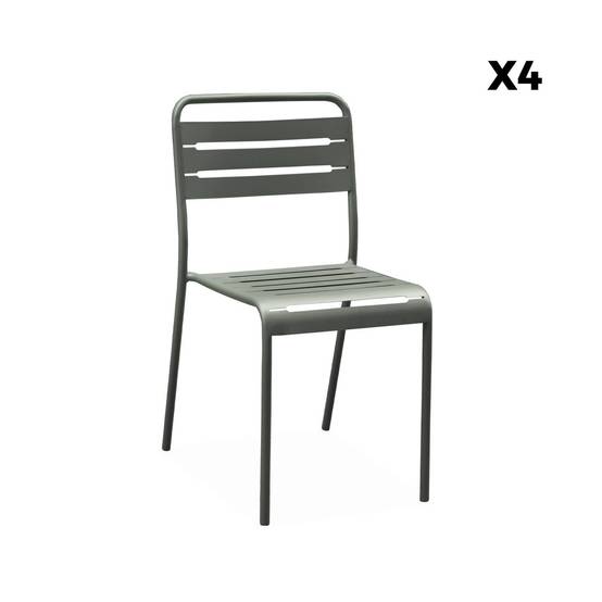 sweeek - Table de jardin métal + 6 assises kaki. acier traitement anti rouille | sweeek - Image 7
