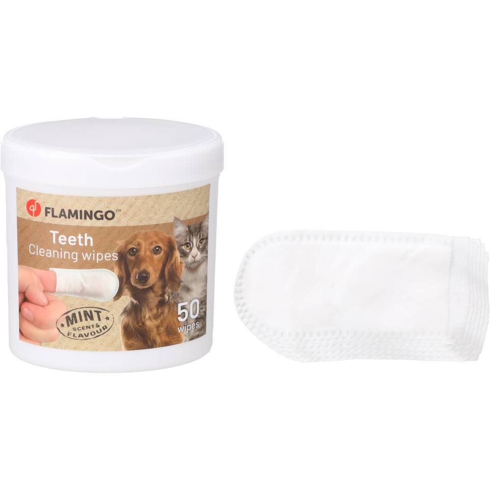 Lingettes nettoyage dents Reini 50 doigts à la menthe pour chat et chien - Image 1