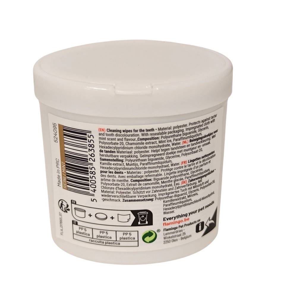 Lingettes nettoyage dents Reini 50 doigts à la menthe pour chat et chien - Image 6