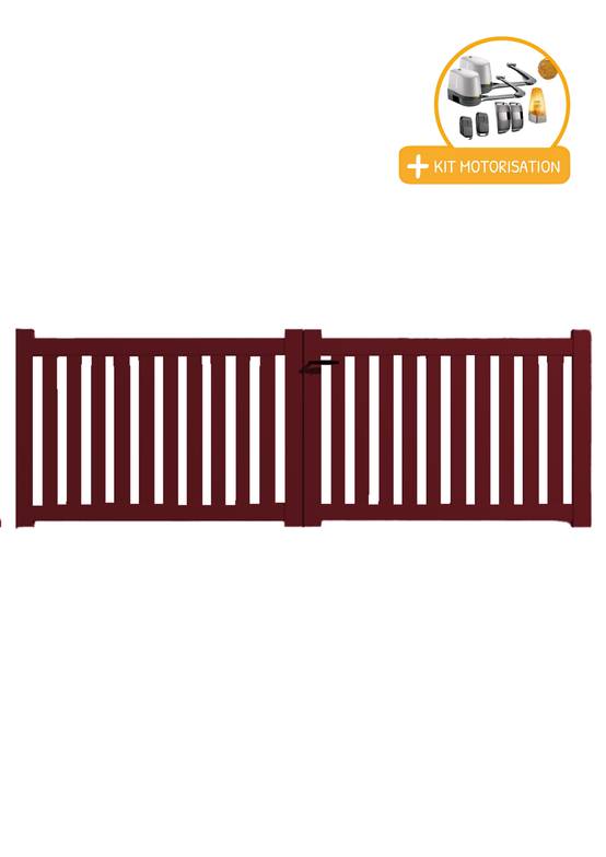 Portail alu battant ajouré en kit +MOT dim. L.3000 (entre piliers) X H.1200 mmMOT LOCKYVIA (à bras) Rouge (RAL 3004)
