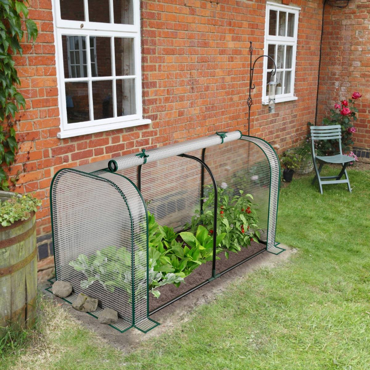 Mini Serre Tunnel 0.65m² Serre de Jardin Portable Porte à Fermeture Eclair Enroulable Imperméable Blanc F175R MAISON CHIC - Image 2