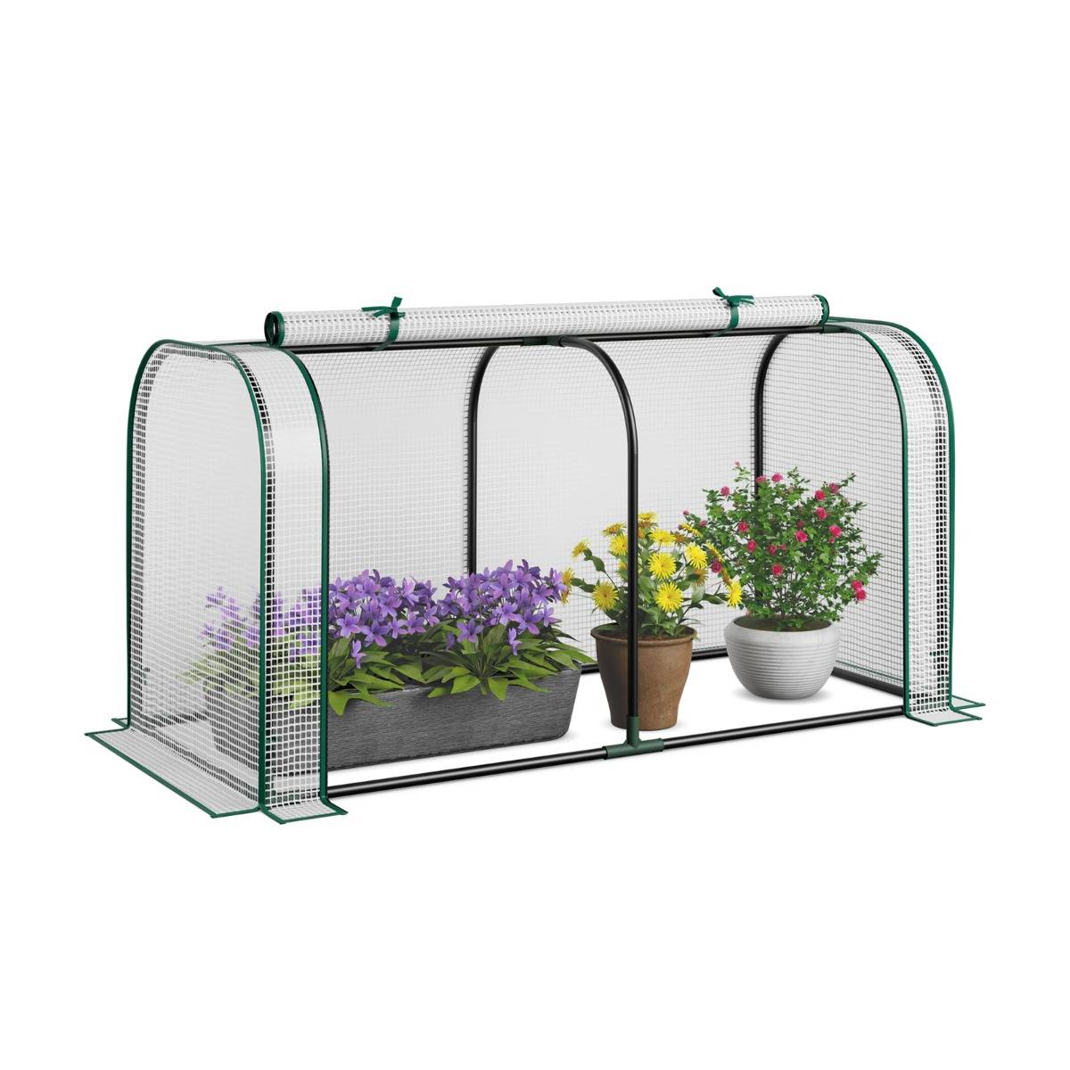 Mini Serre Tunnel 0.65m² Serre de Jardin Portable Porte à Fermeture Eclair Enroulable Imperméable Blanc F175R MAISON CHIC - Image 1