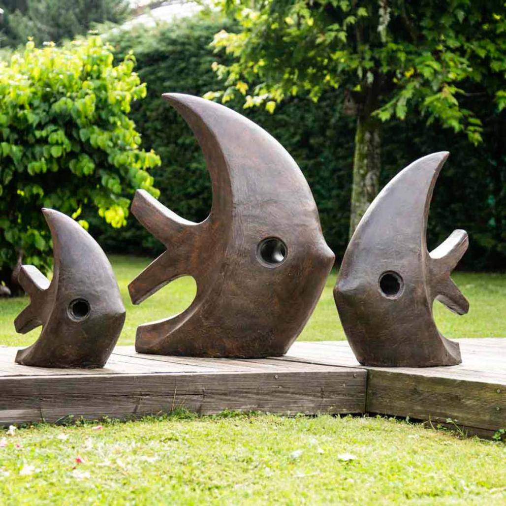 Wanda COLLECTION - Statue design de jardin poisson 78 cm brun - Image 7