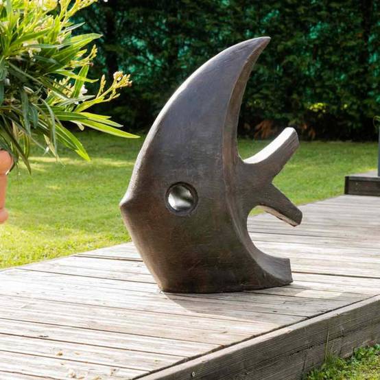 Wanda COLLECTION - Statue design de jardin poisson 78 cm brun - Image 2