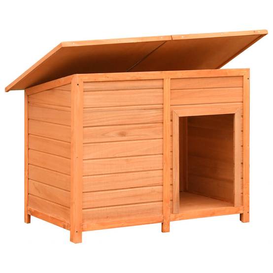 Niche pour Chien en Bois de Pin Massif Abri Extérieur avec Toit Étanche 120x77x86 cm Brun - ComfortXL Pet Living - Image 4