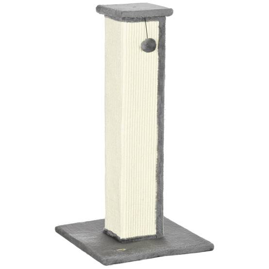 Griffoir poteau chat sisal naturel peluche boule de jeu suspendue 41x81cm gris crème - ComfortXL Outdoor Living - Image 2