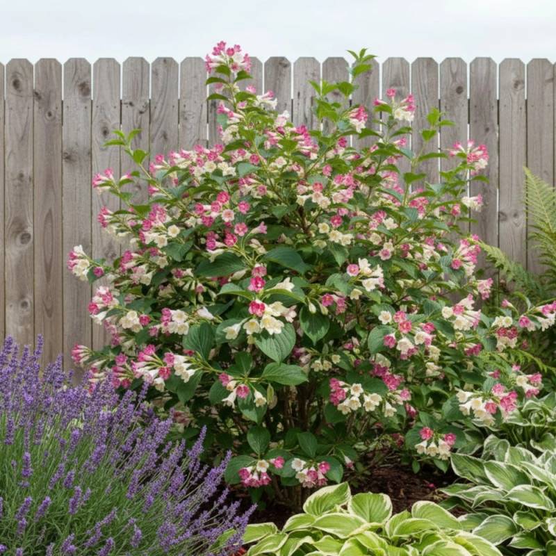 Weigela Marjorie, Weigelia à fleurs Rose - feuillage Caduc - Pot de 7,5L - 60/80 cm-  hauteur à maturité De 1,00 m à 1,50 m - Imagen 3